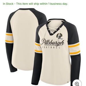NFL Pittsburgh Long Sleeve Ragland Tee - Cream and Black